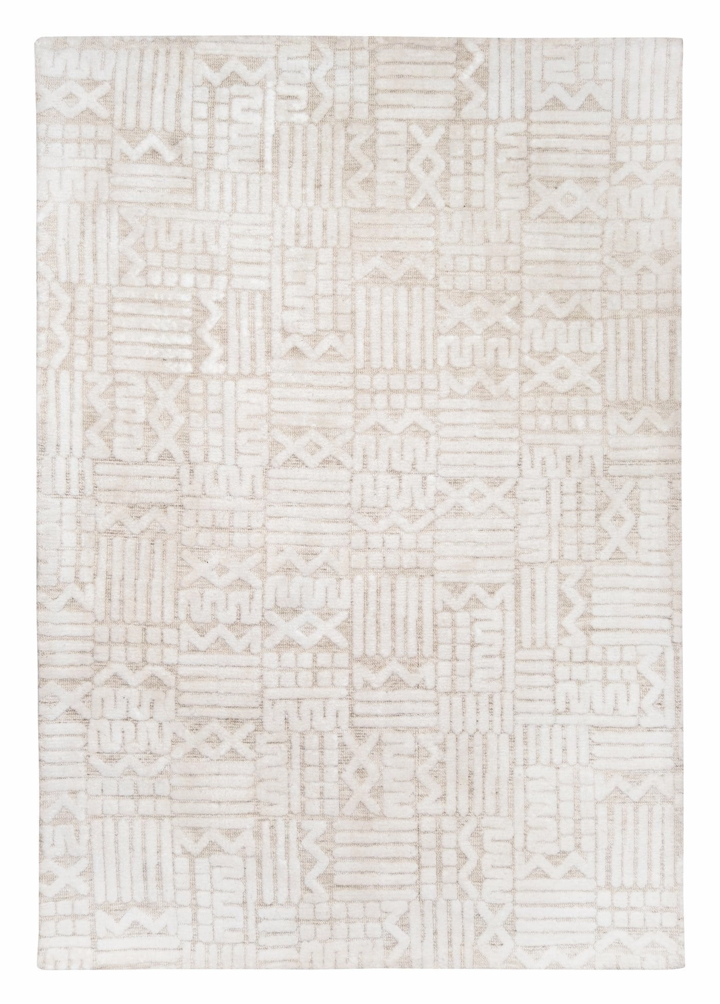 Kalinda Beige and Ivory Geometric Tribal Rugmodern color block patchwork rug