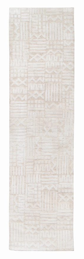 Kalinda Beige and Ivory Geometric Tribal Runner Rug *NO RETURNS UNLESS FAULTYmodern color block patchwork rug