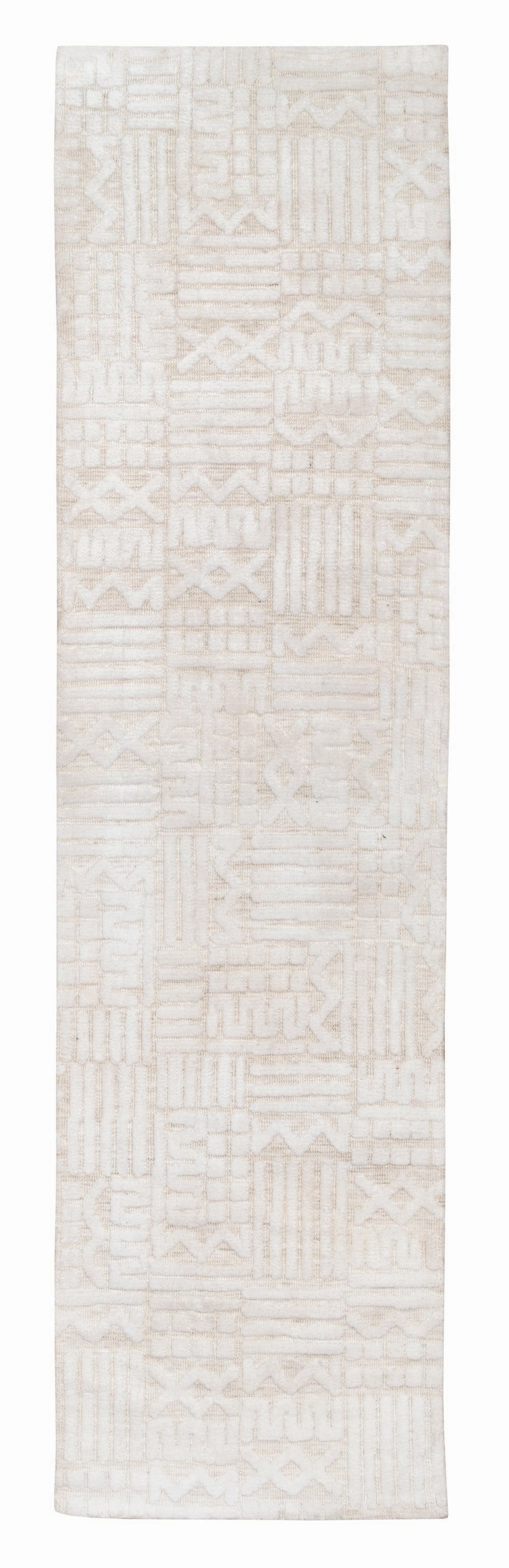 Kalinda Beige and Ivory Geometric Tribal Runner Rug *NO RETURNS UNLESS FAULTYmodern color block patchwork rug