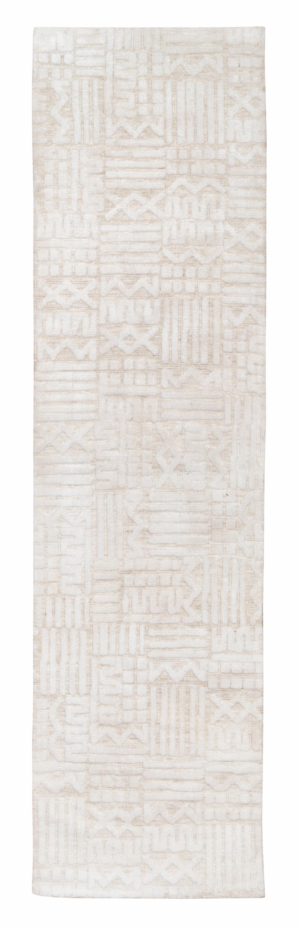 Kalinda Beige and Ivory Geometric Tribal Runner Rug *NO RETURNS UNLESS FAULTYmodern color block patchwork rug