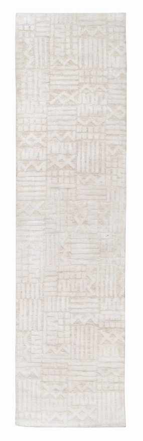 Kalinda Beige and Ivory Geometric Tribal Runner Rug *NO RETURNS UNLESS FAULTYmodern color block patchwork rug