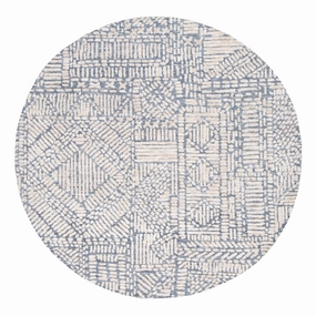 Karmen Blue and Ivory Geometric Patterned Round Rug *NO RETURNS UNLESS FAULTYmodern color block patchwork rug
