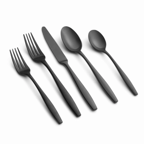 Katerina Black Satin 20 Piece Flatware Seteco-friendly bamboo fiber tableware set 