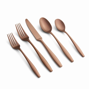 Katerina Copper Satin 20 Piece Flatware Seteco-friendly bamboo fiber tableware set 