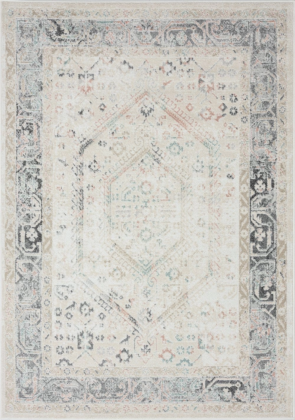 Katya Cream And Grey Multi-Colour Traditional Floral Rugmodern color block patchwork rug