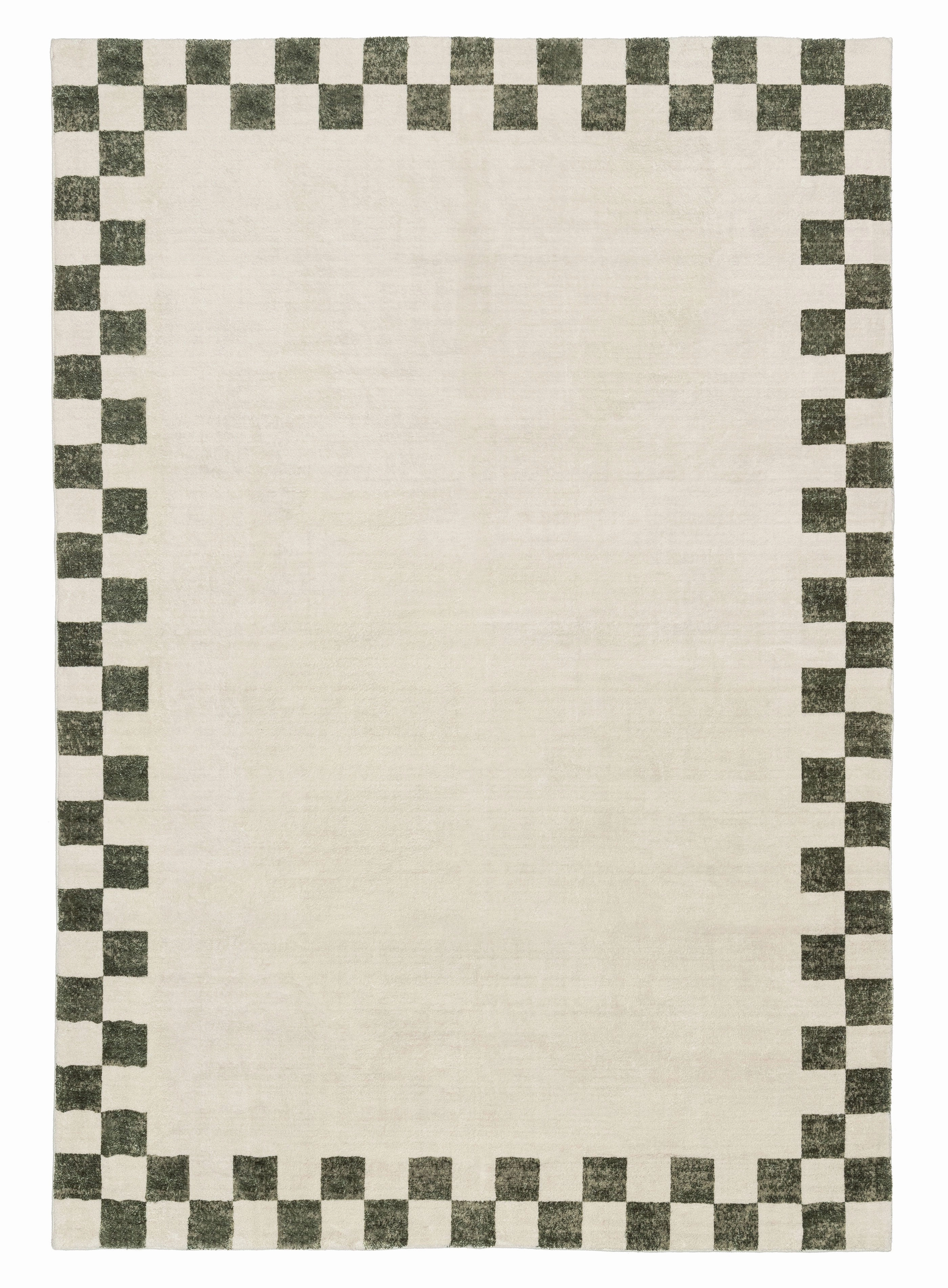 Keava Green Checkered Border Washable Rugmodern color block patchwork rug