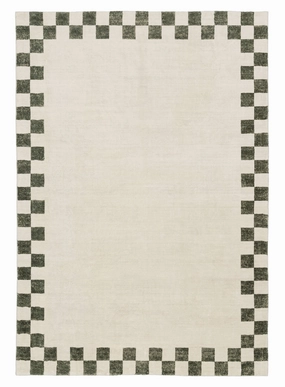 Keava Green Checkered Border Washable Rugmodern color block patchwork rug