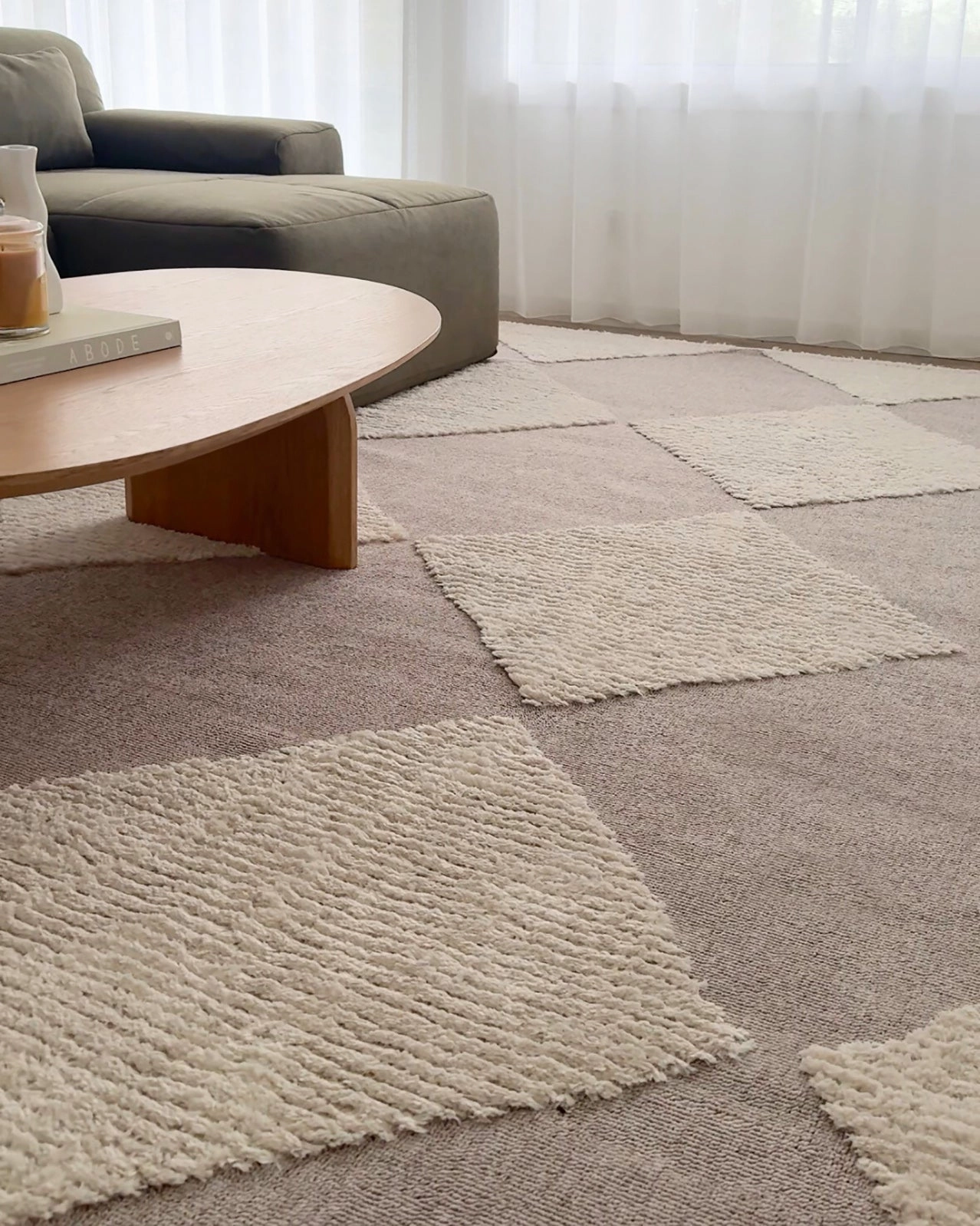 Kelsey Ivory and Beige Checkered Rug *NO RETURNS UNLESS FAULTY