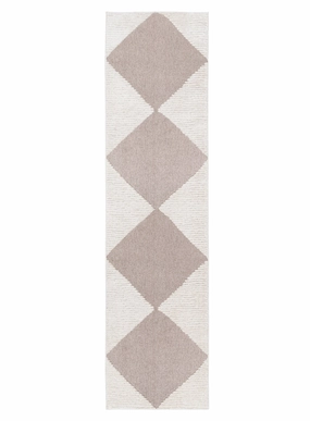 Kelsey Ivory and Beige Checkered Runner Rugmodern color block patchwork rug
