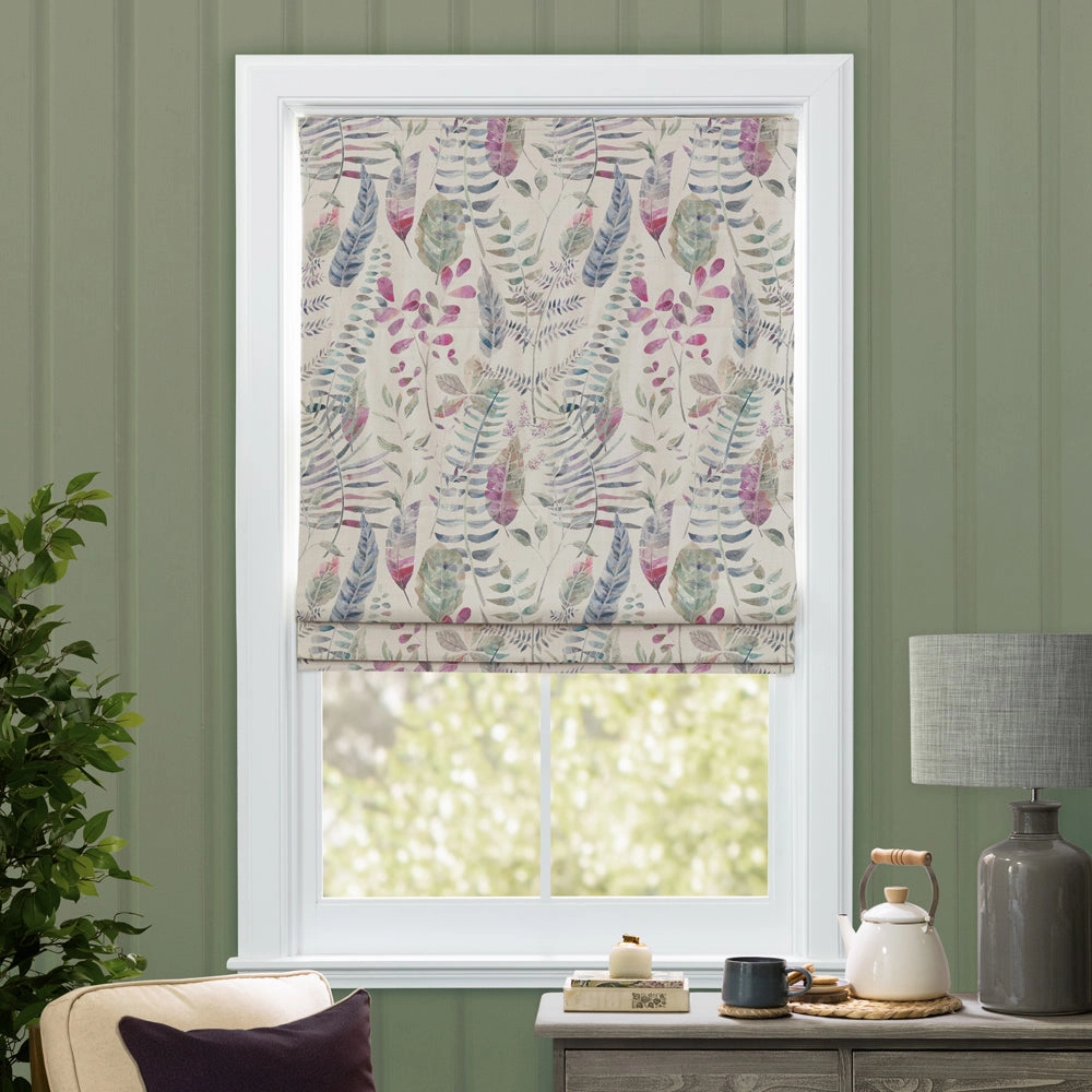 Kenton Printed Cotton Made to Measure Roman Blinds Loganberry