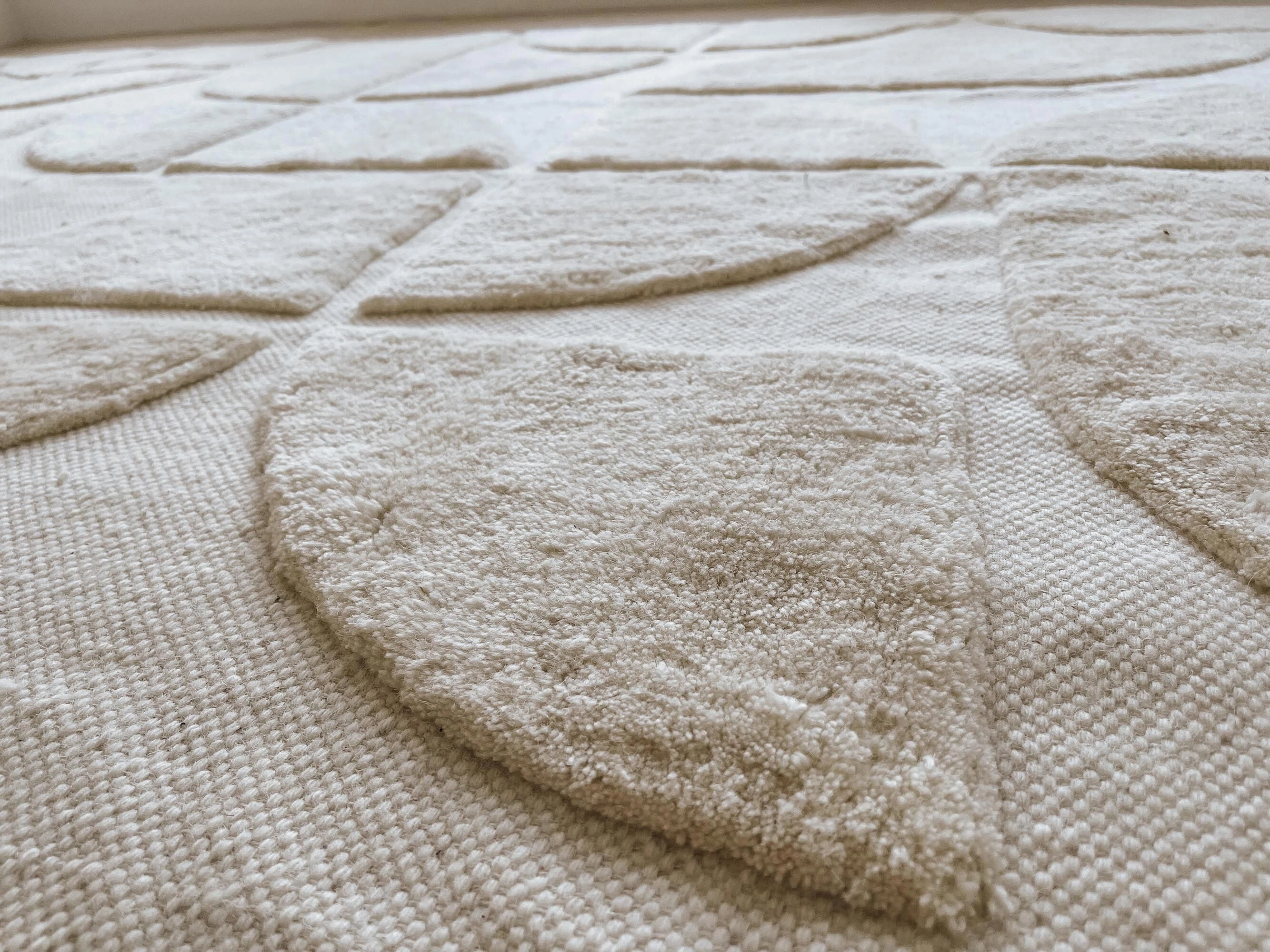 Kikko Geometric Cream Washable Wool Rug *NO RETURNS UNLESS FAULTY