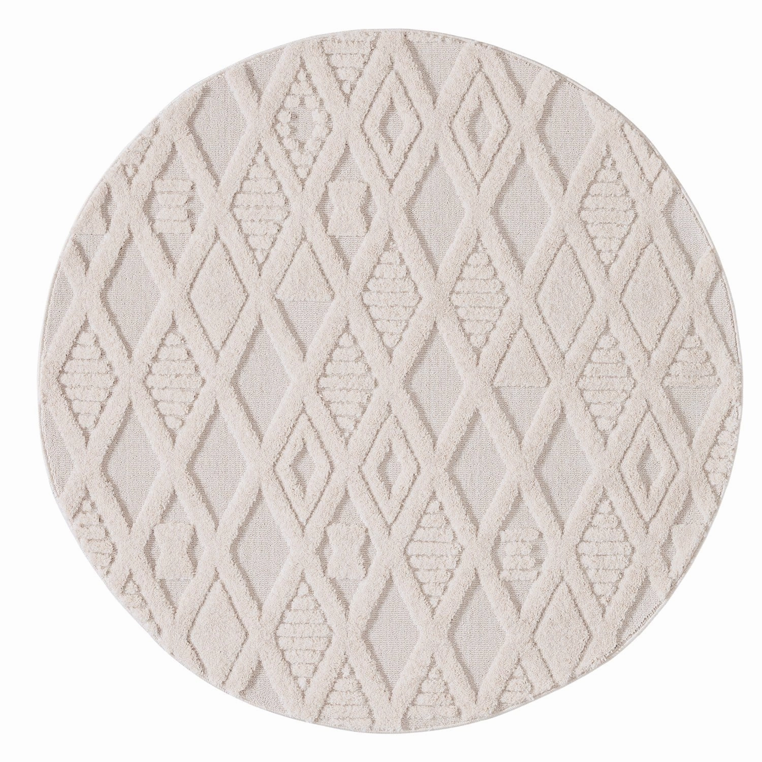 Kira Diamond Detail Textured Round Rugmodern color block patchwork rug