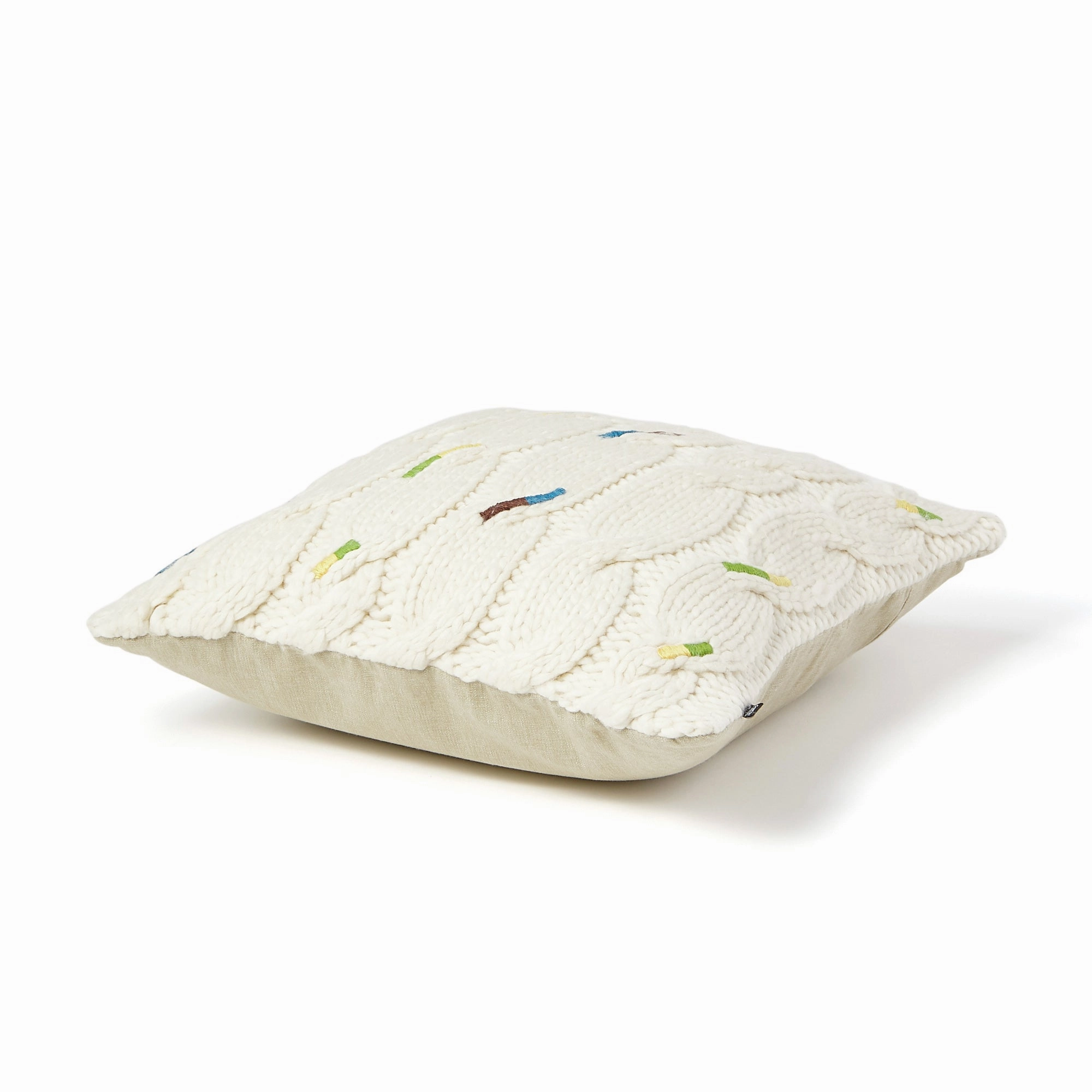 Knit Emb Cable Cushion Cover 450 X 450 White