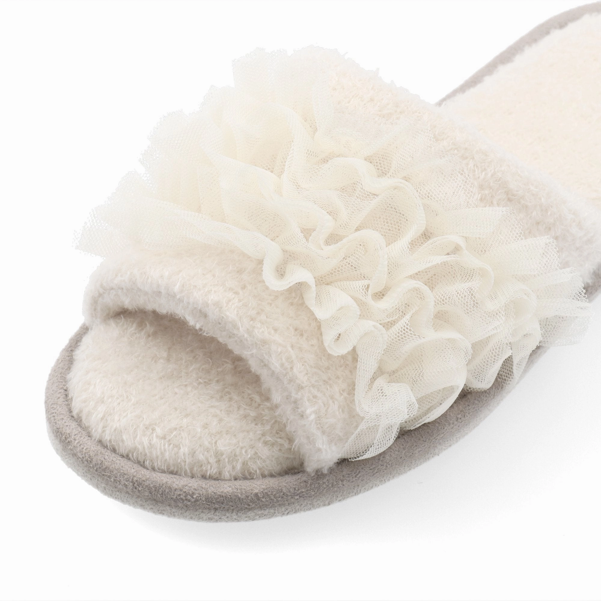 Knit Frill Room Shoes Ivory