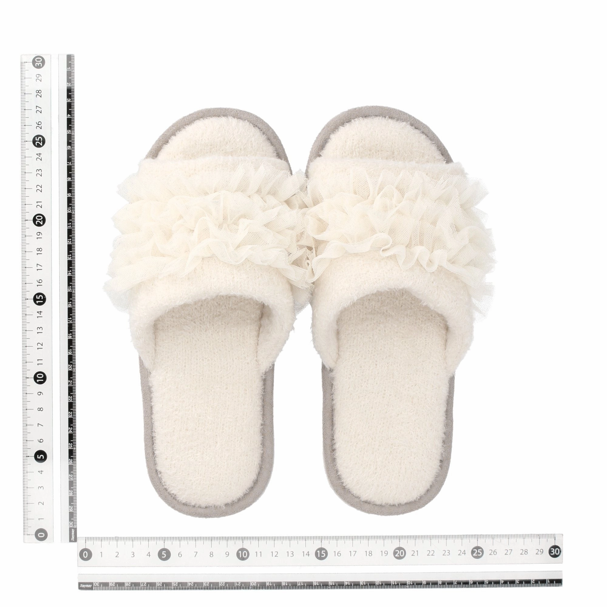 Knit Frill Room Shoes Ivory