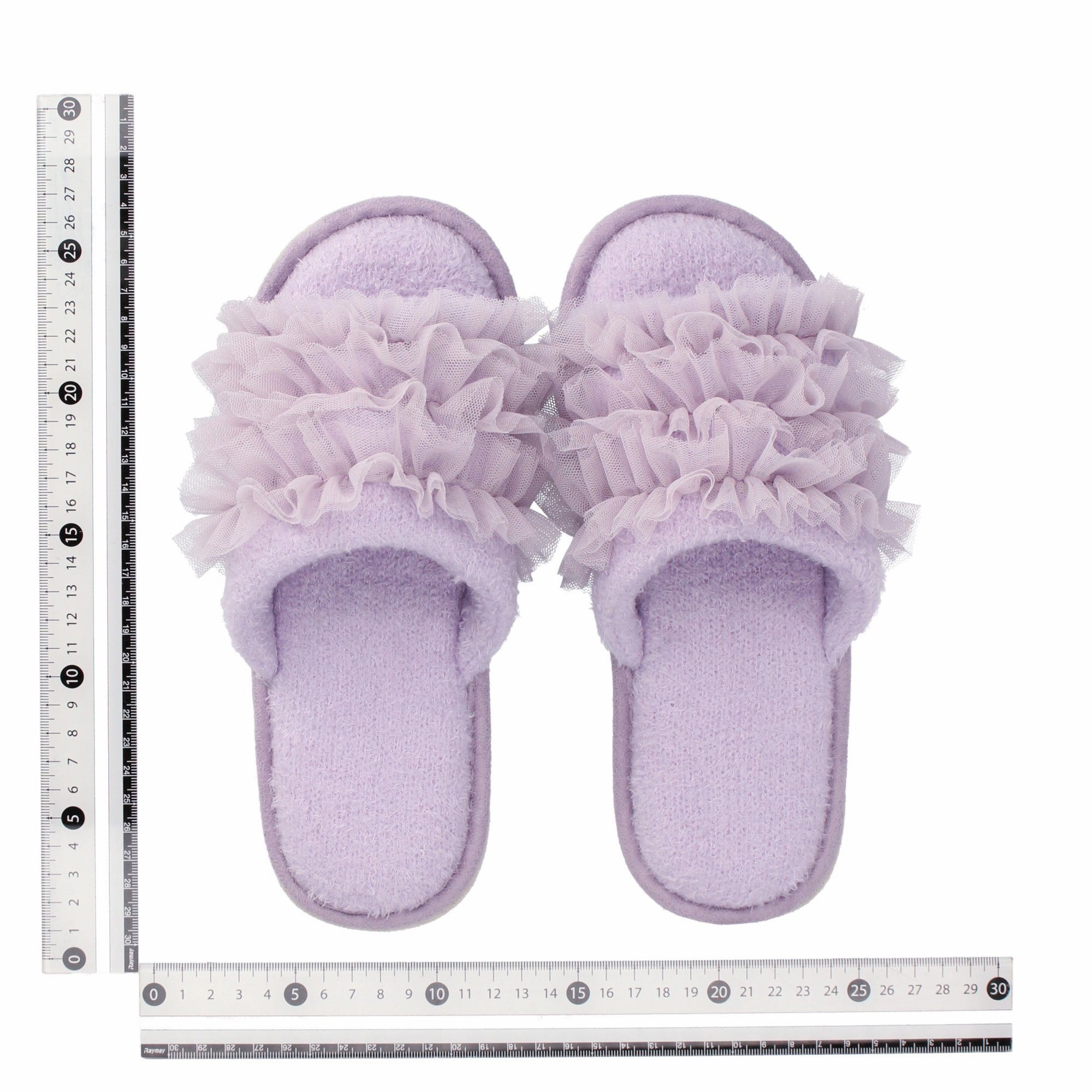 Knit Frill Room Shoes Purple