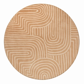 Koru Brown Abstract Rollie Pollie Round Playmatmodern color block patchwork rug