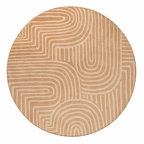 Koru Brown Abstract Rollie Pollie Round Playmatmodern color block patchwork rug