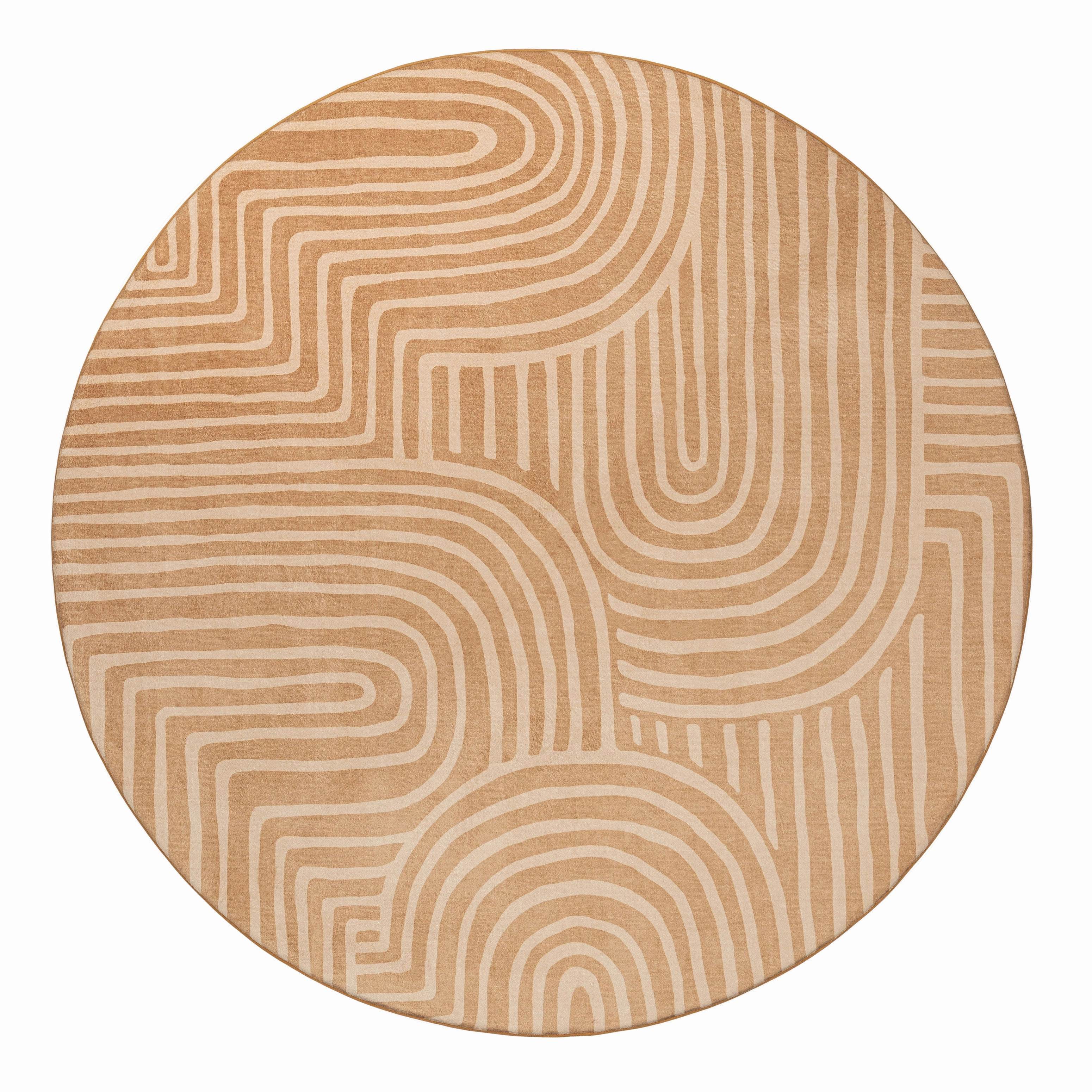Koru Brown Abstract Rollie Pollie Round Playmatmodern color block patchwork rug