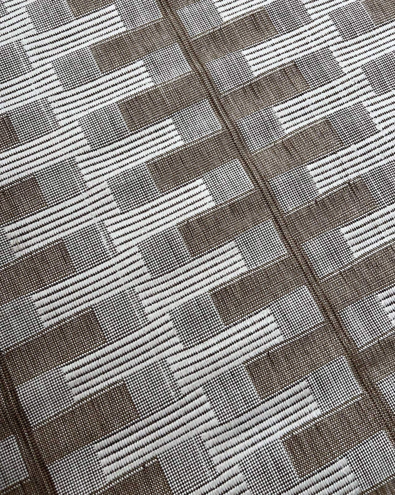 Krystal Brown and Ivory Geometric Flatweave Indoor Outdoor Rug
