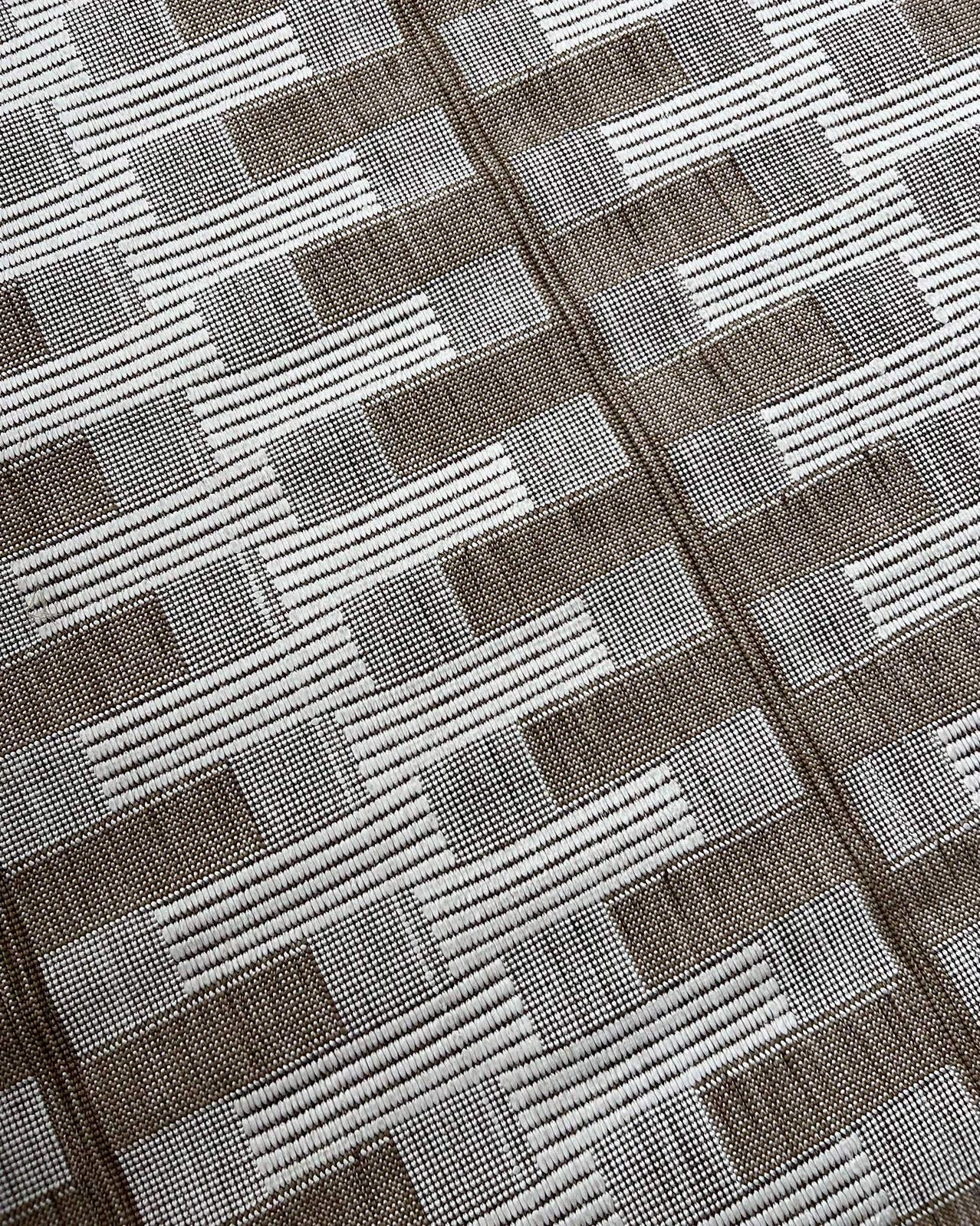 Krystal Brown and Ivory Geometric Flatweave Indoor Outdoor Rug