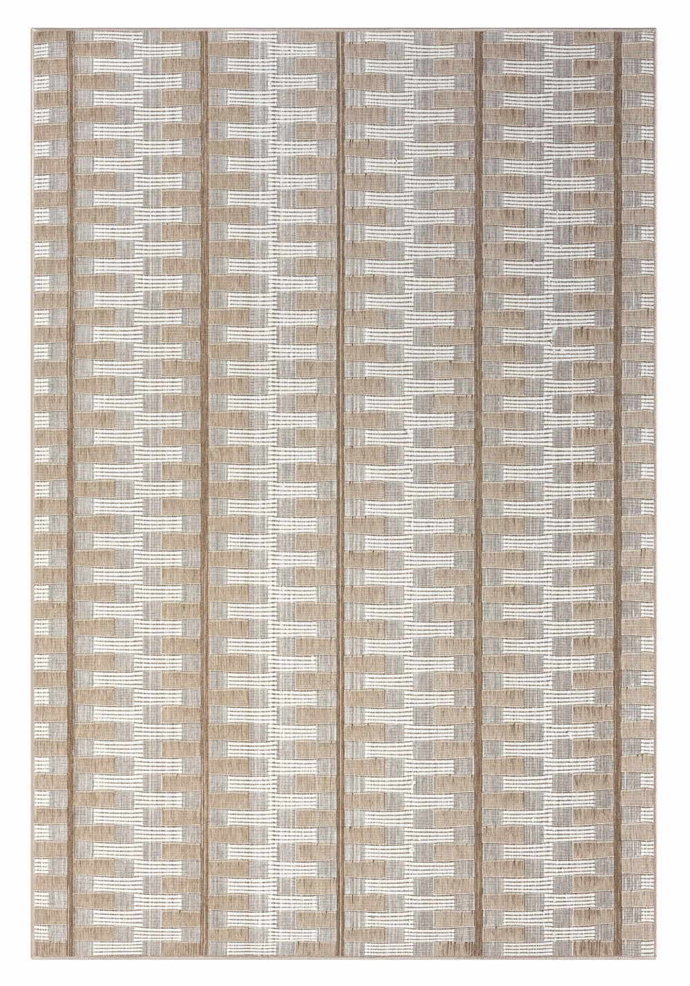 Krystal Brown and Ivory Geometric Flatweave Indoor Outdoor Rugmodern color block patchwork rug