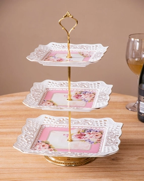 Lace Edge 3-Tier Cake Standmodern kitchen decor ,kitchen dinner set ,dinnerware 