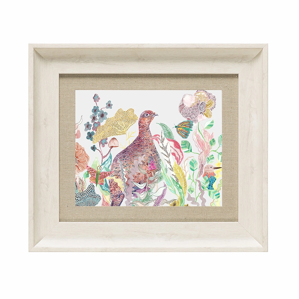 Lady Grouse Framed Print Linen