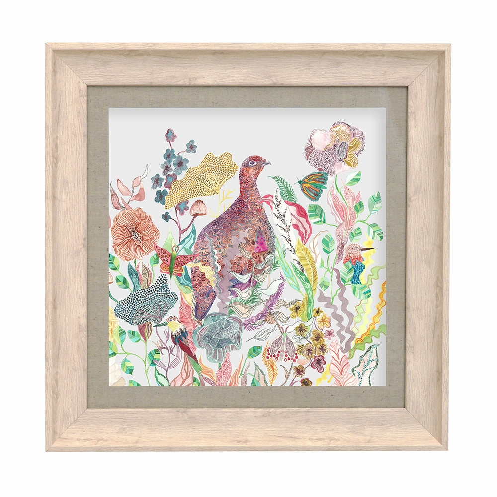 Lady Grouse Framed Print Linen