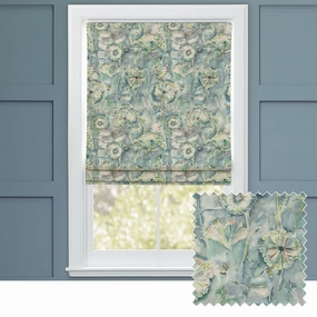 Langdale Printed Cotton Made to Measure Roman Blinds Tealbedding sets ,throw blankets 