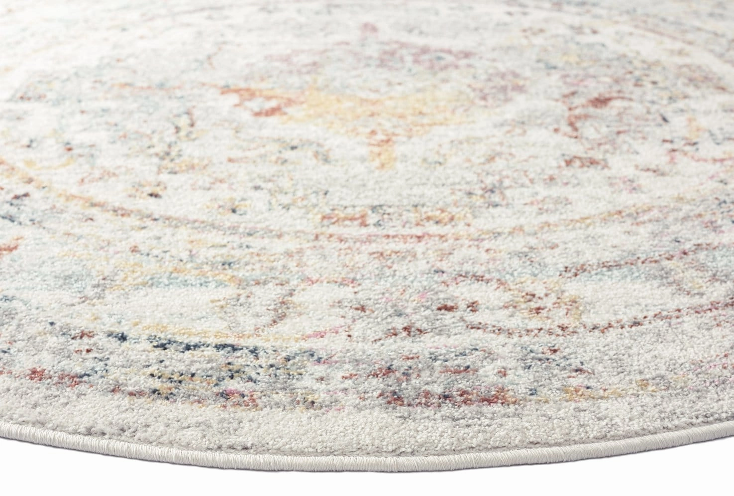 Lara Orange and Purple Multi-Colour Distressed Round Rug *NO RETURNS UNLESS FAULTY