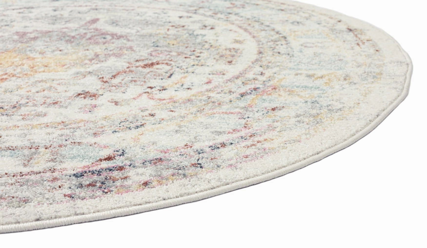 Lara Orange and Purple Multi-Colour Distressed Round Rug *NO RETURNS UNLESS FAULTY