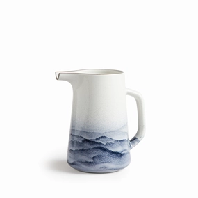 Large Pitcher in Midnight and Opaque White Watercolornordic minimalist vase