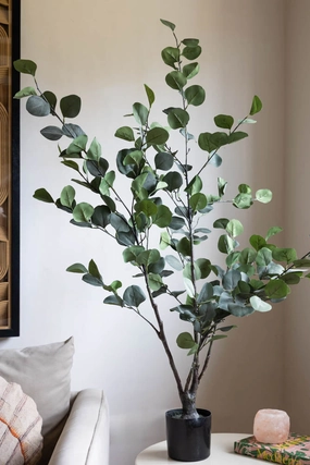Large Potted Faux Eucalyptus Plantdecorative vase ,Modern Ceramic Vase for Home Decoration 