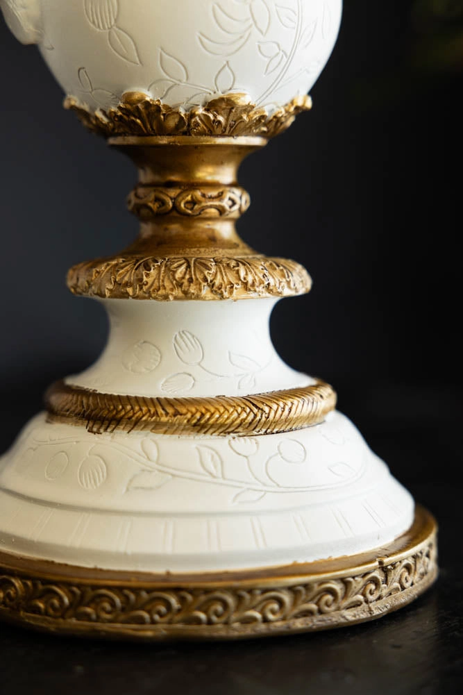 Large White Ornate Parrot Candlestick Holder
