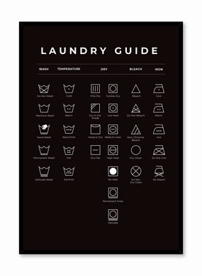 Laundry Guide in Black, Posterpop culture themed posters
