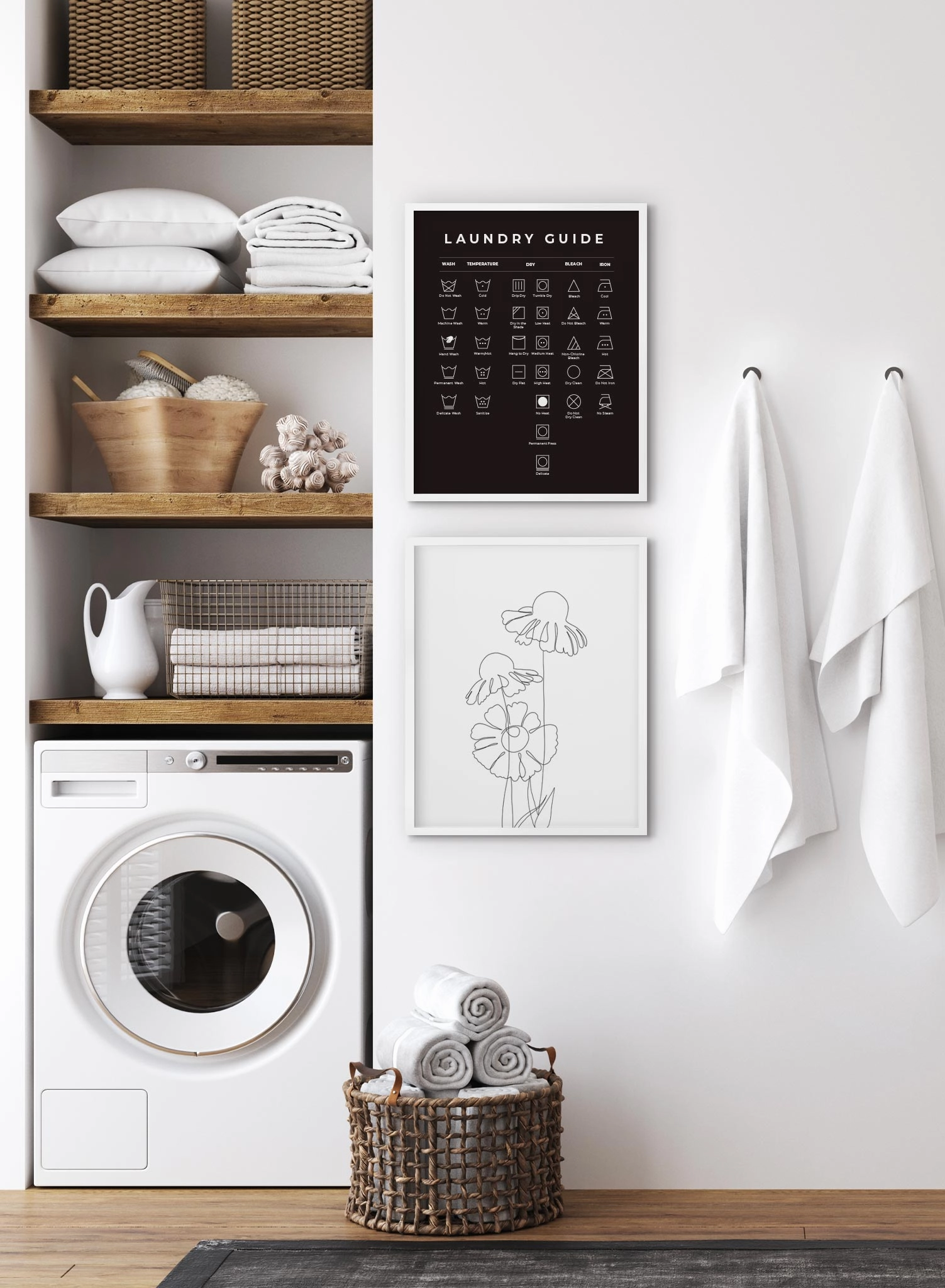 Laundry Guide in Black, Poster