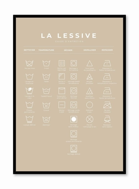Laundry Guide in French and Beige, Posterpop culture themed posters