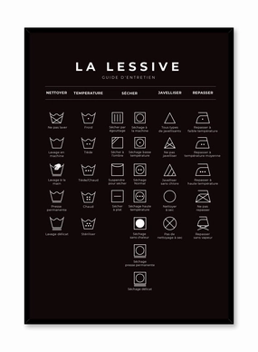 Laundry Guide in French and Black, Posterpop culture themed posters