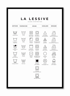 Laundry Guide in French and White, Posterpop culture themed posters