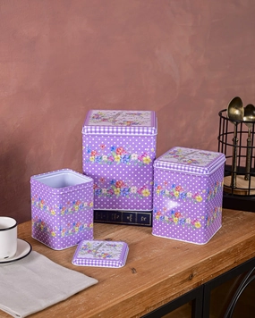 Lavender Polka Storage Canisters - Set Of 3modern kitchen decor ,kitchen dinner set ,dinnerware 