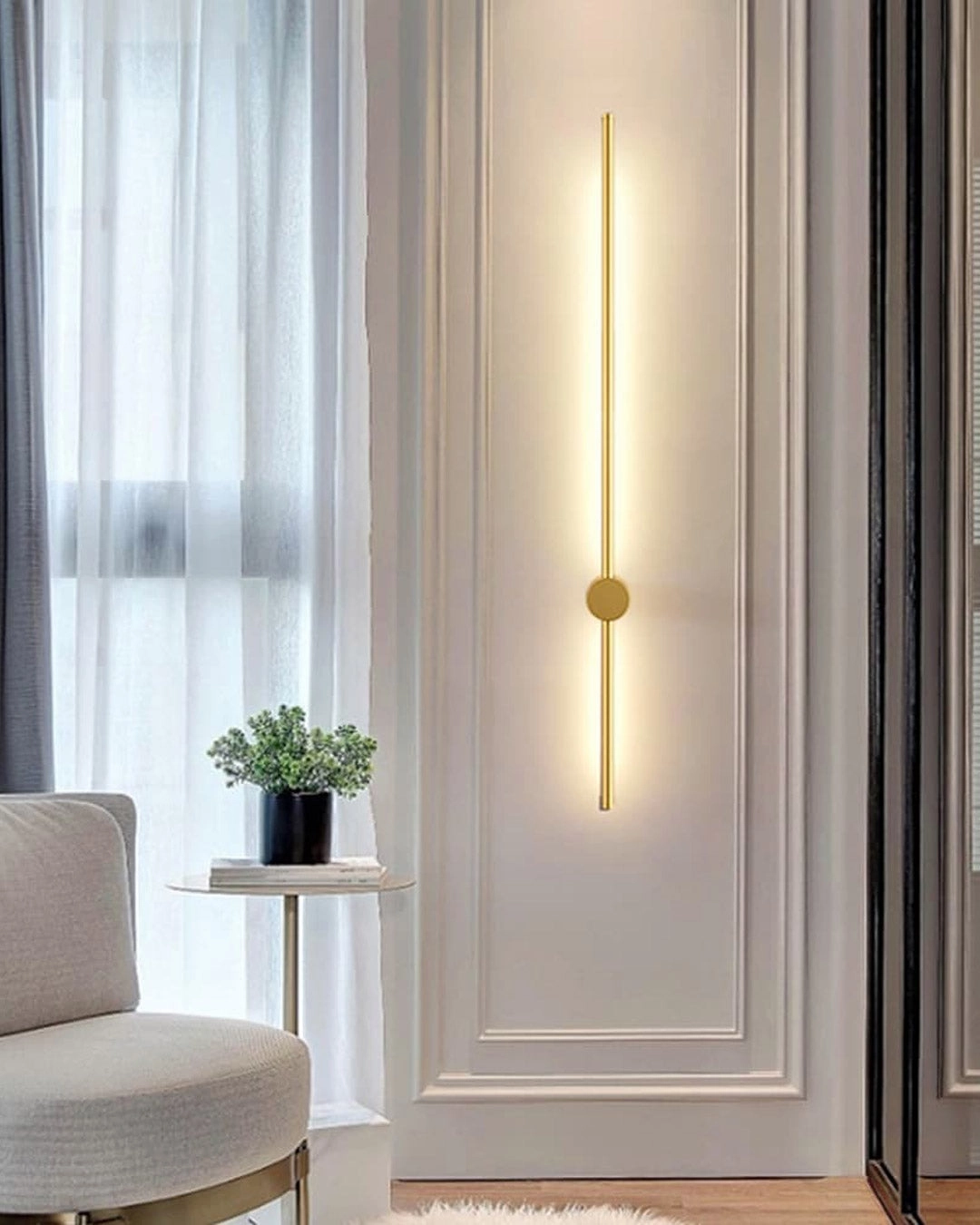 Led Gold Long Tube Wall Light