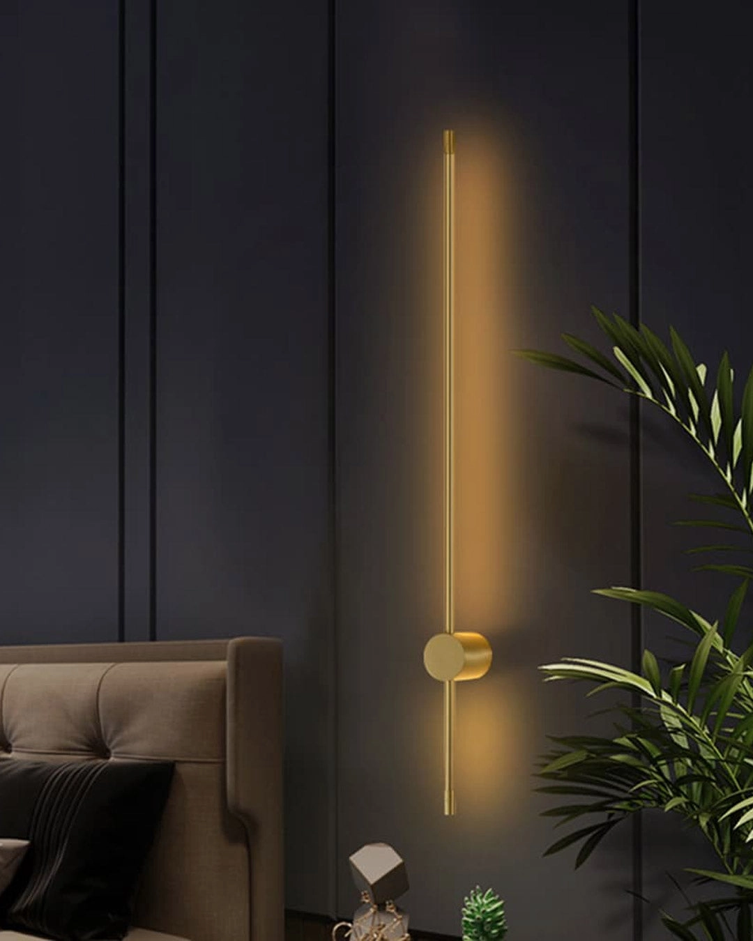 Led Gold Long Tube Wall Light