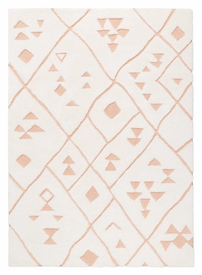 Leesha Cream and Peach Tribal Shag Rug *NO RETURNS UNLESS FAULTYmodern color block patchwork rug