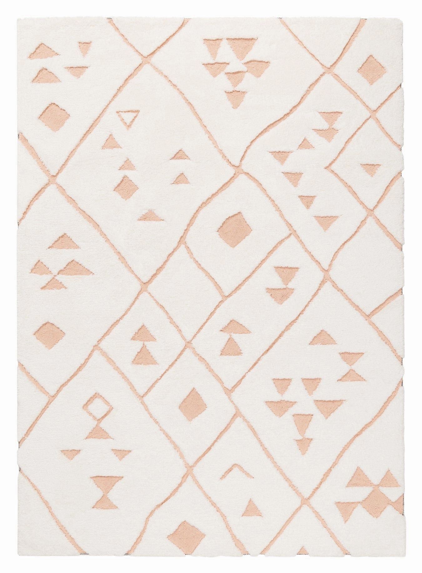 Leesha Cream and Peach Tribal Shag Rug *NO RETURNS UNLESS FAULTYmodern color block patchwork rug