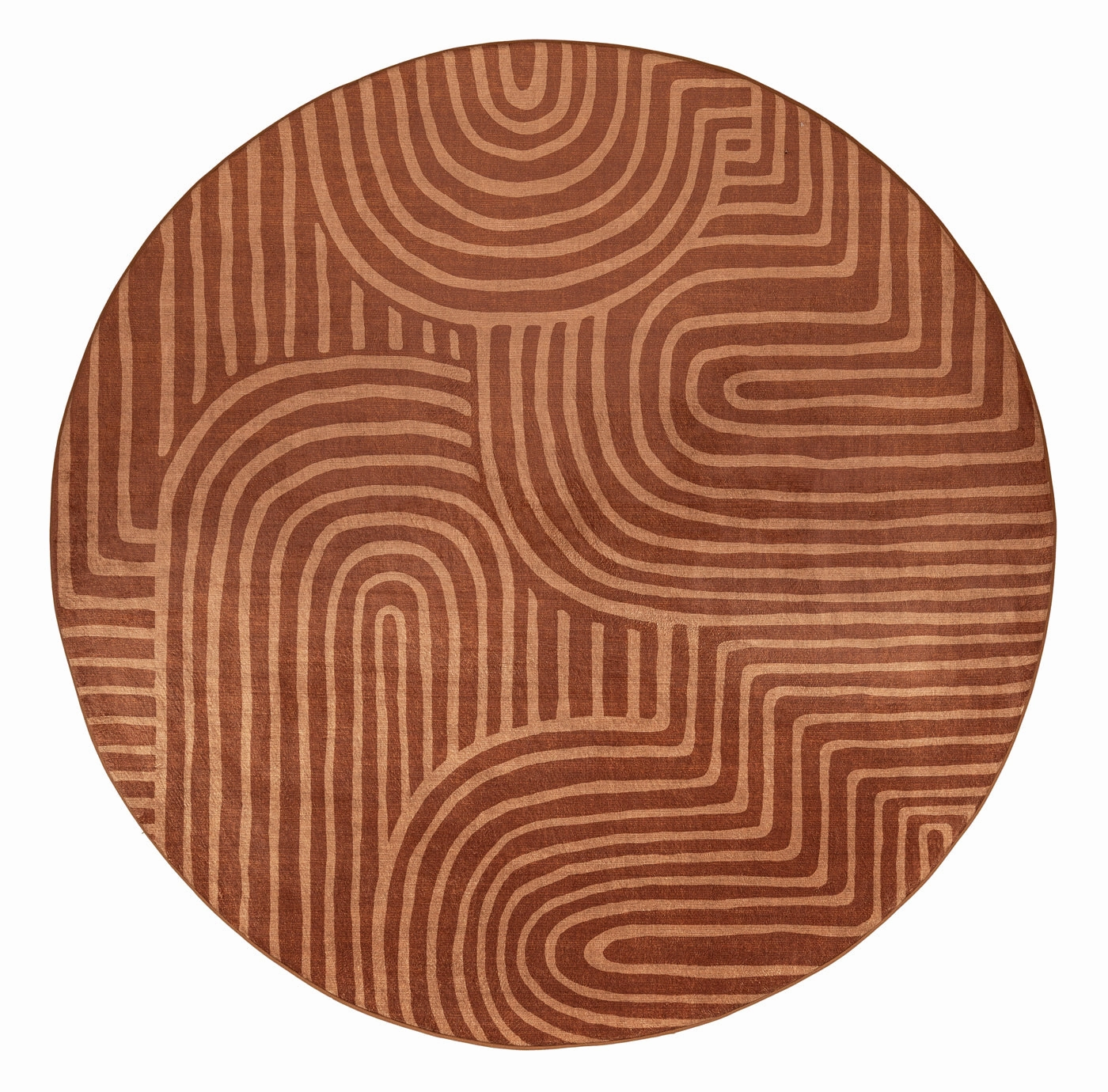 Leta Brown Abstract Rollie Pollie Round Playmatmodern color block patchwork rug