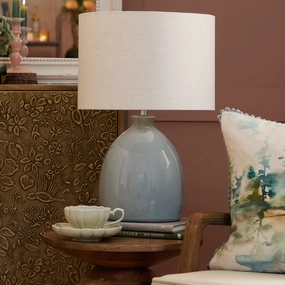 Leura Lamp Base Duck Eggreplacement lampshade,White Linen Drum Lampshade for Table or Floor Lamp
