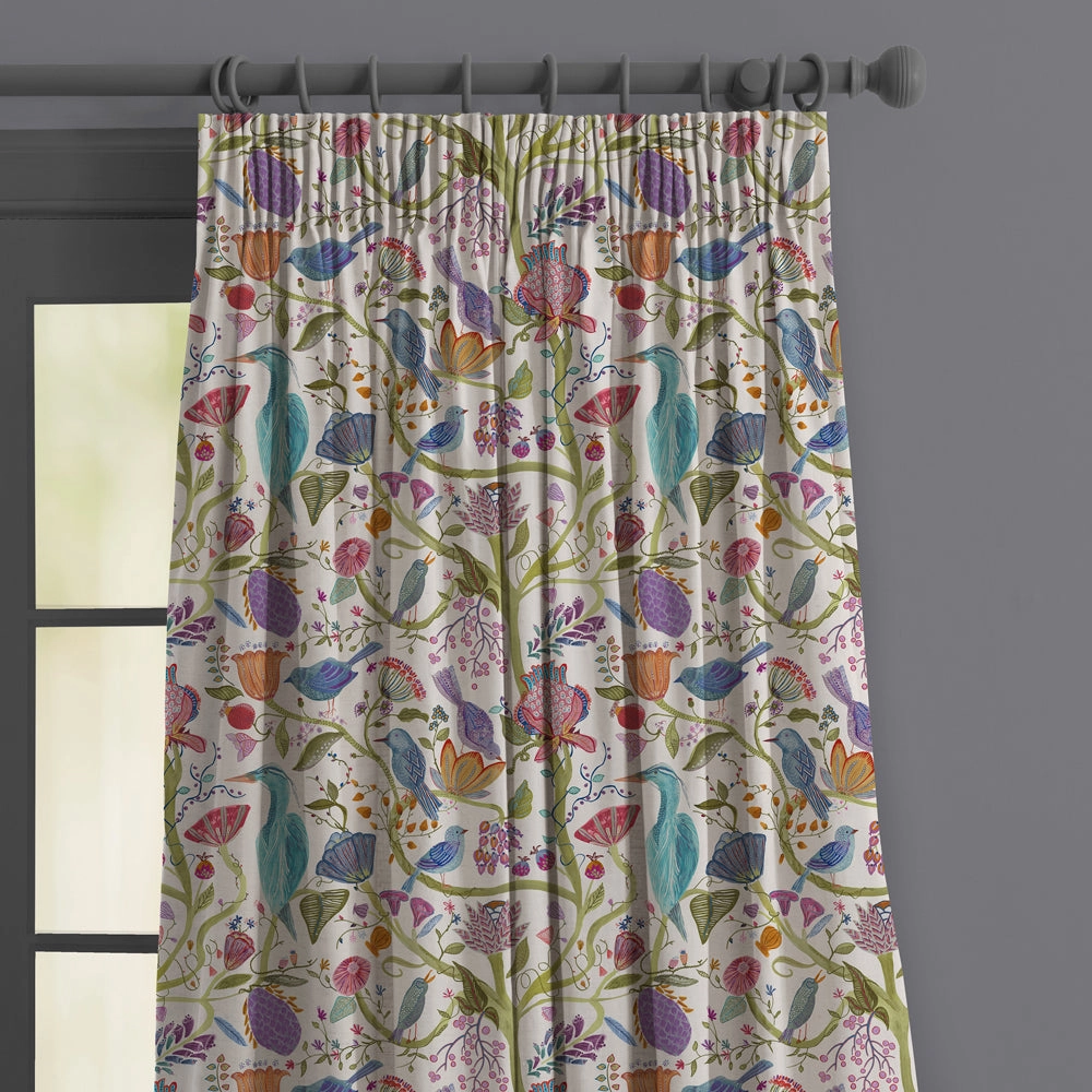 Lindu Printed Made to Measure Curtains Ecru