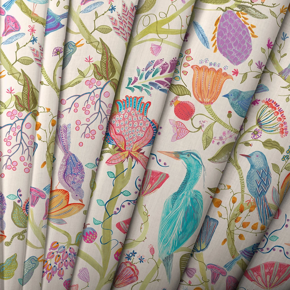 Lindu Printed Made to Measure Curtains Ecru
