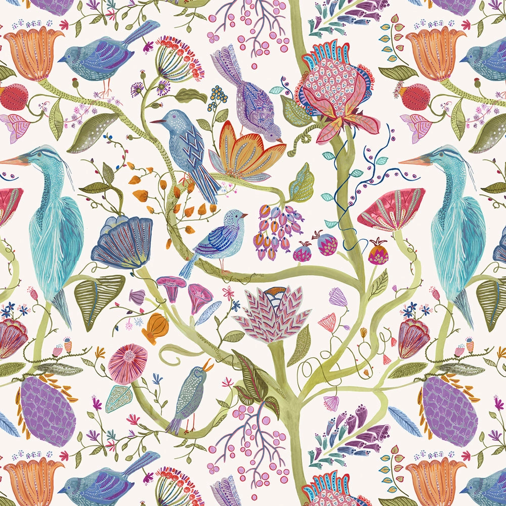 Lindu Printed Made to Measure Curtains Ecru